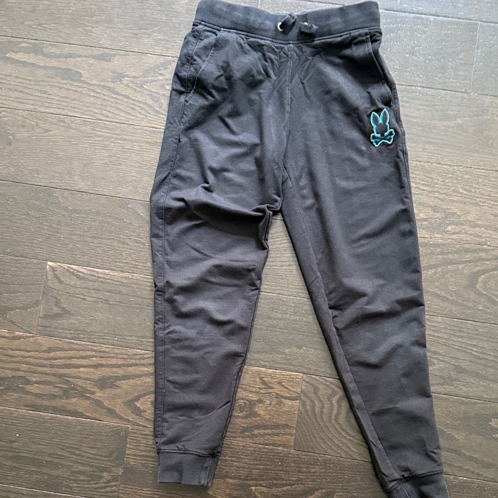 Psycho bunny Black Jogger Pants with Blue Bunny Logo